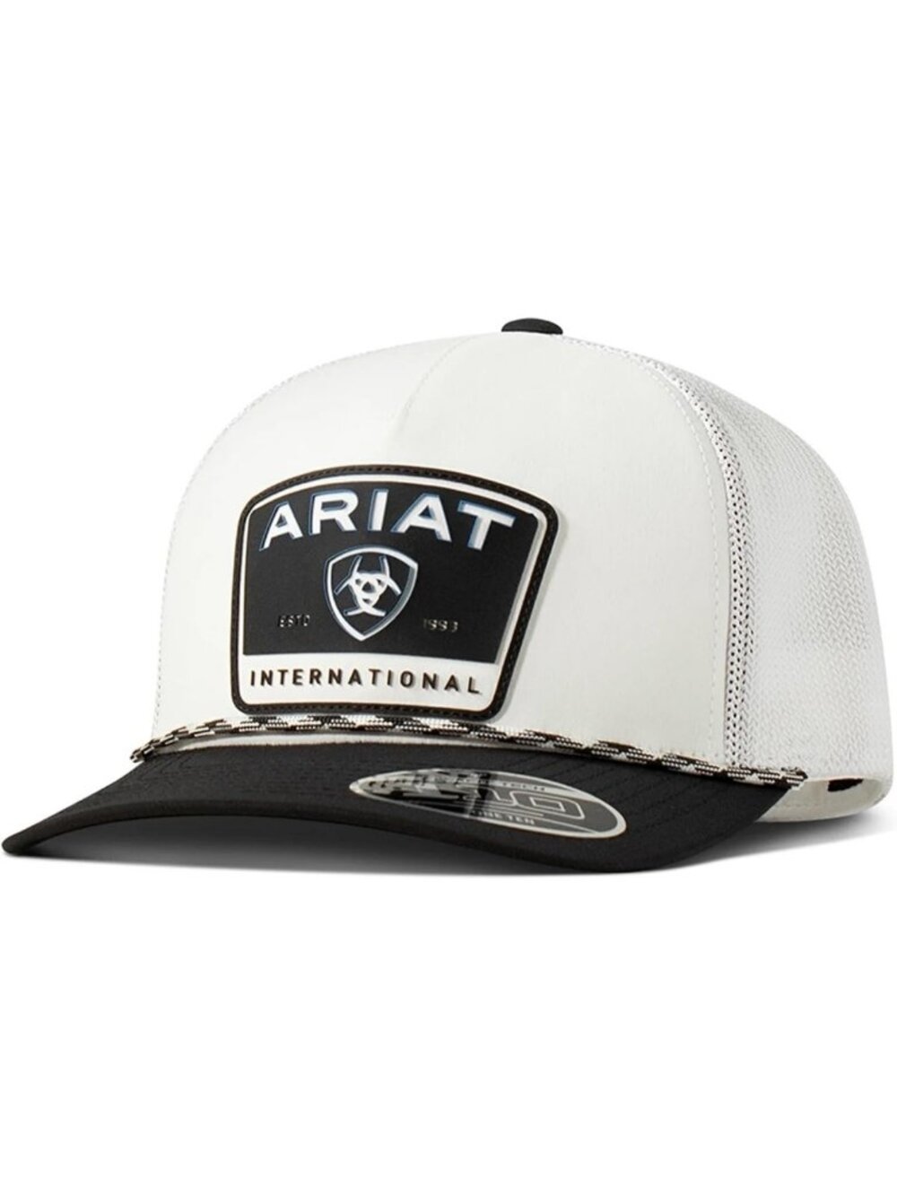 Men's White Flexfit Trucker Cap with Rubber Patch | Stylish & Comfortable Hat